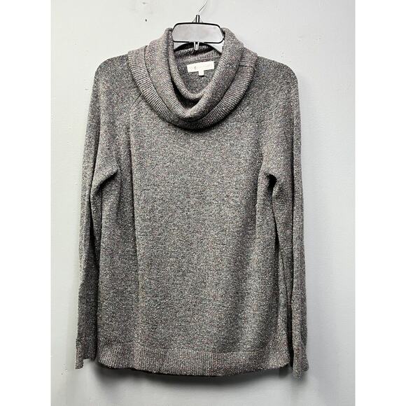 Lou & Grey For LOFT Sweater Womens Medium‎ Gray Speckled Turtleneck Pullover - Picture 1 of 6